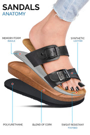 ladies sandals  dual strap sandals for women  cushioned slides